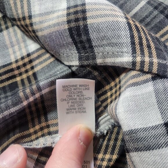 J.Jill Women Black & Beige Plaid Button-Front Long-Sleeve Blouse Size M - Picture 6 of 10